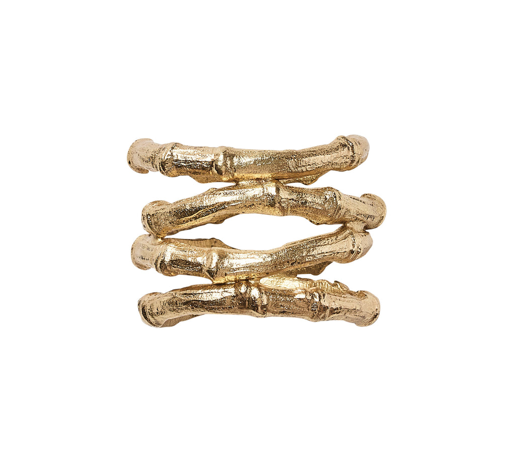 Bamboo Napkin Ring in Gold, Set of 4