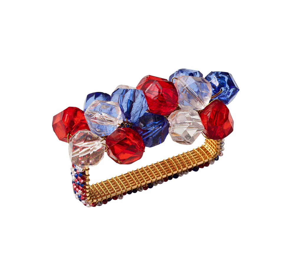 Pop Rocks Napkin Ring in Red, White & Blue,  Set of 4