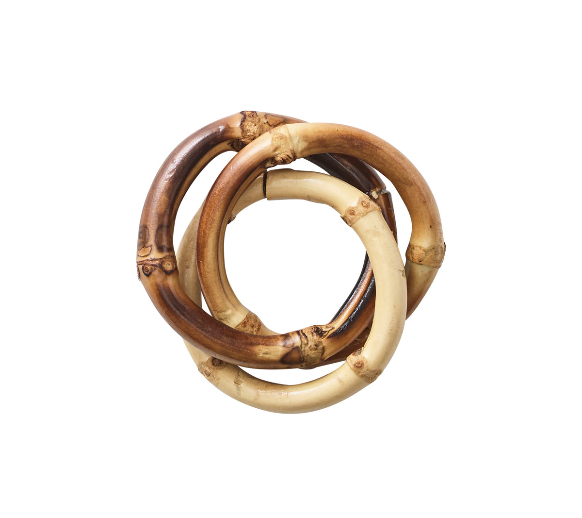 Bamboo Trinity Napkin Ring in Natural, Set of 4