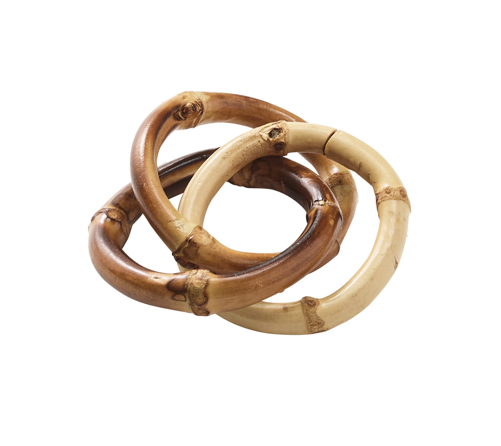 Bamboo Trinity Napkin Ring in Natural, Set of 4