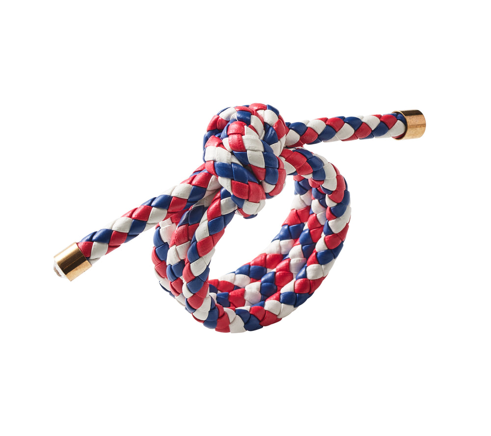Rope Knot Napkin Ring in Red, White, Blue, Set of 4