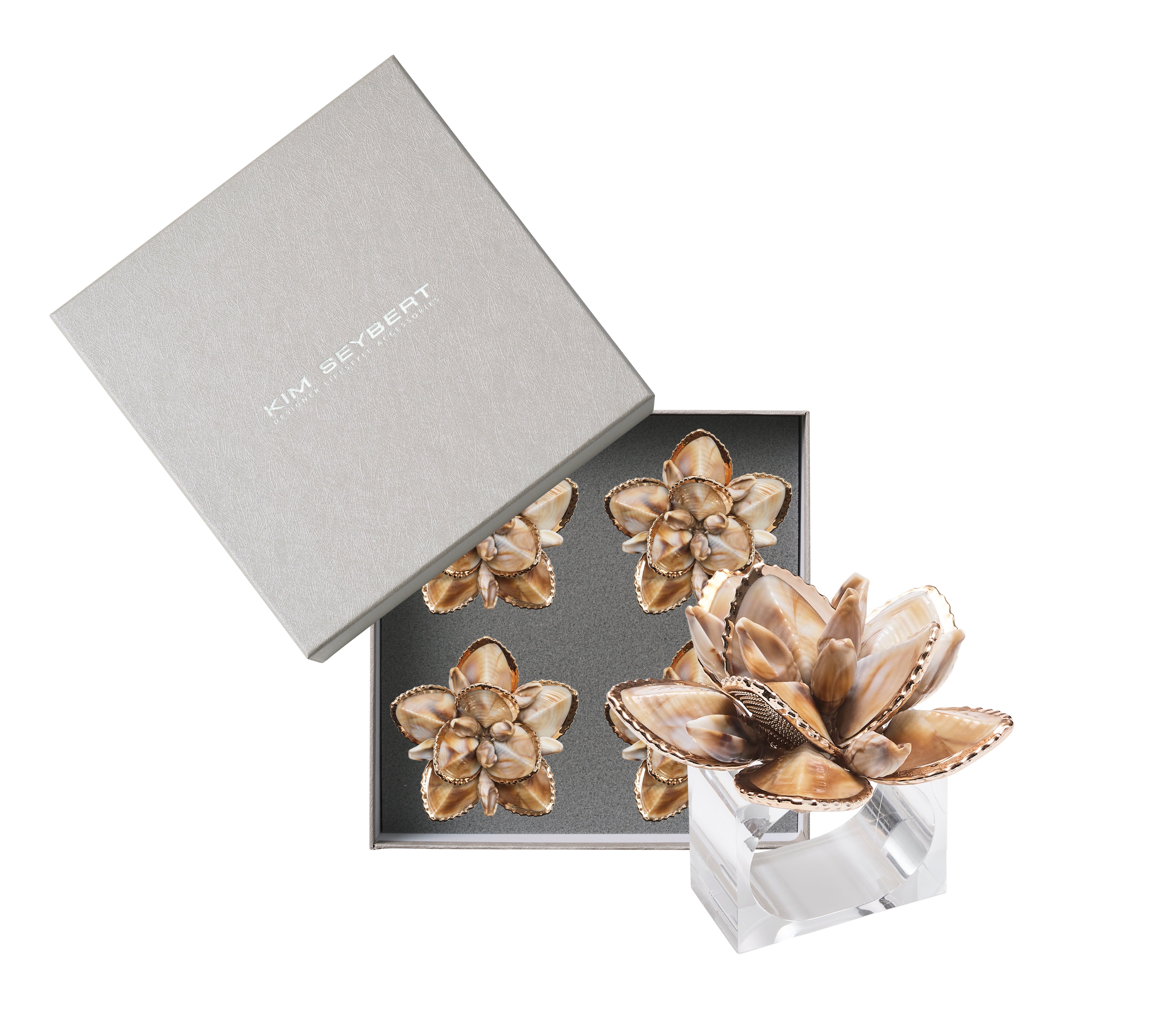 Beachcomber Napkin Ring in Natural, Set of 4 in a Gift Box