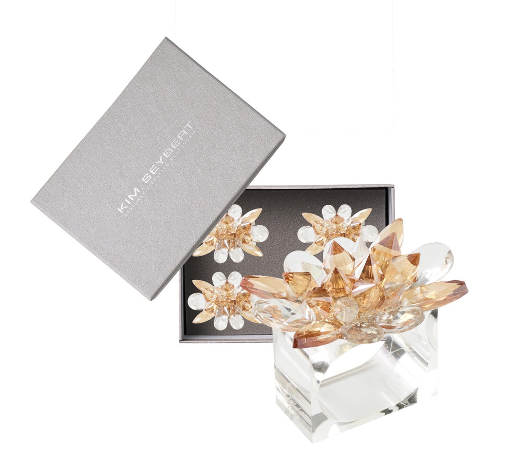 Spectra Napkin Ring in Champange & Crystal, Set of 4