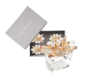 Spectra Napkin Ring in Champange & Crystal, Set of 4