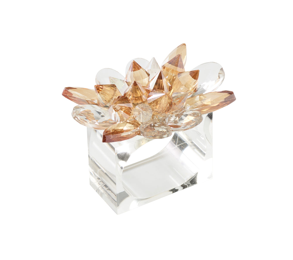 Spectra Napkin Ring in Champange & Crystal, Set of 4