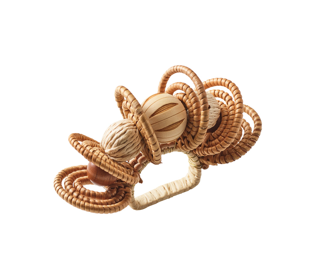 Calypso Napkin Ring in Natural & Brown, Set of 4