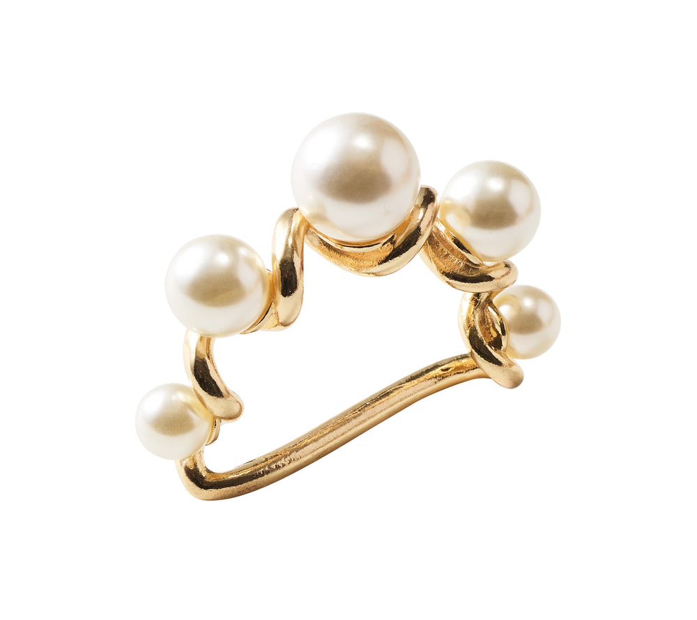 Pearl Drift Napkin Ring in Pearl & Gold, Set of 4