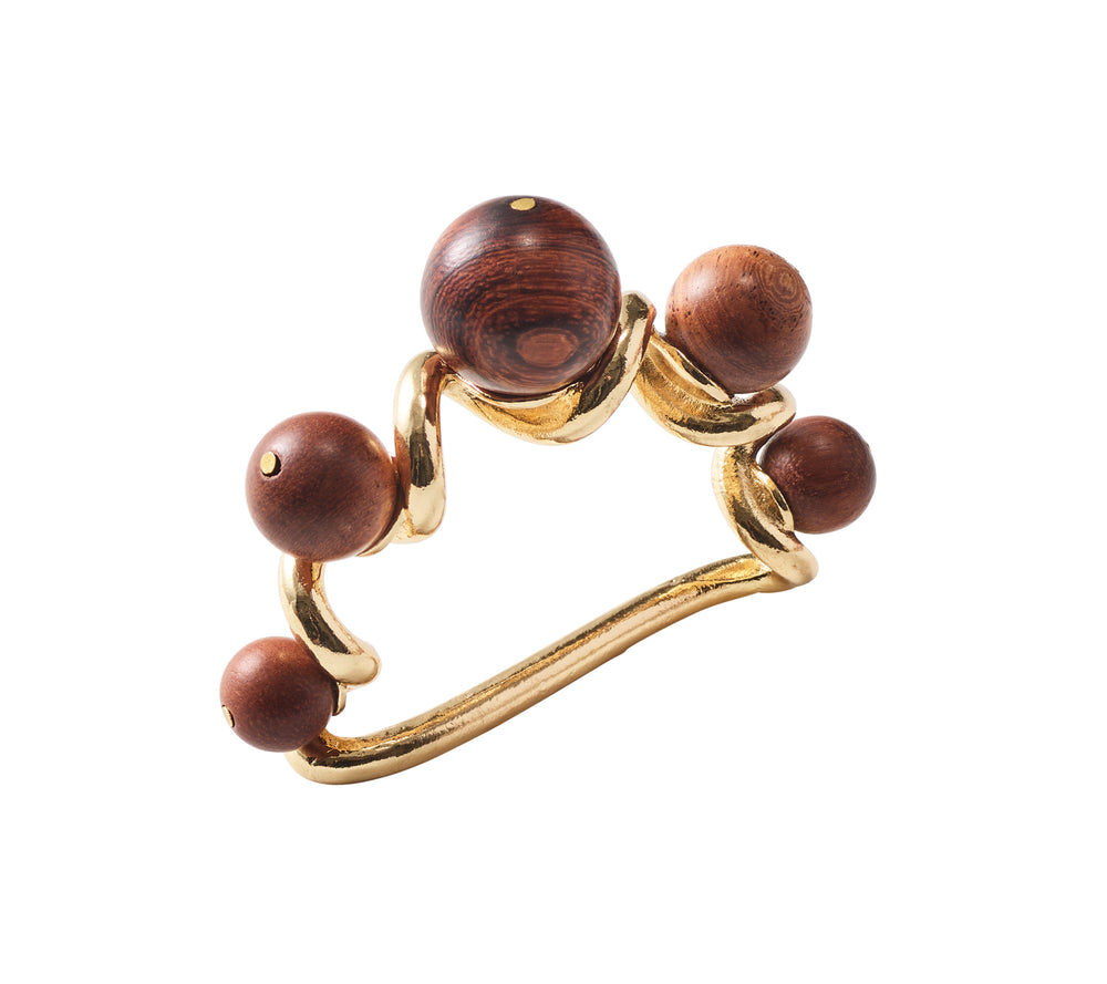 Bois Napkin Ring in Brown & Gold, Set of 4