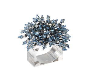 Brilliant Napkin Ring in Midnight & Silver, Set of 4