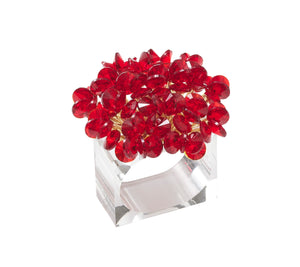 Aster Napkin Ring in Red, Set of 4
