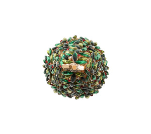 Bejeweled Xmas Napkin Ring in Red, Green & Gold, Set of 4 in a Gift Box