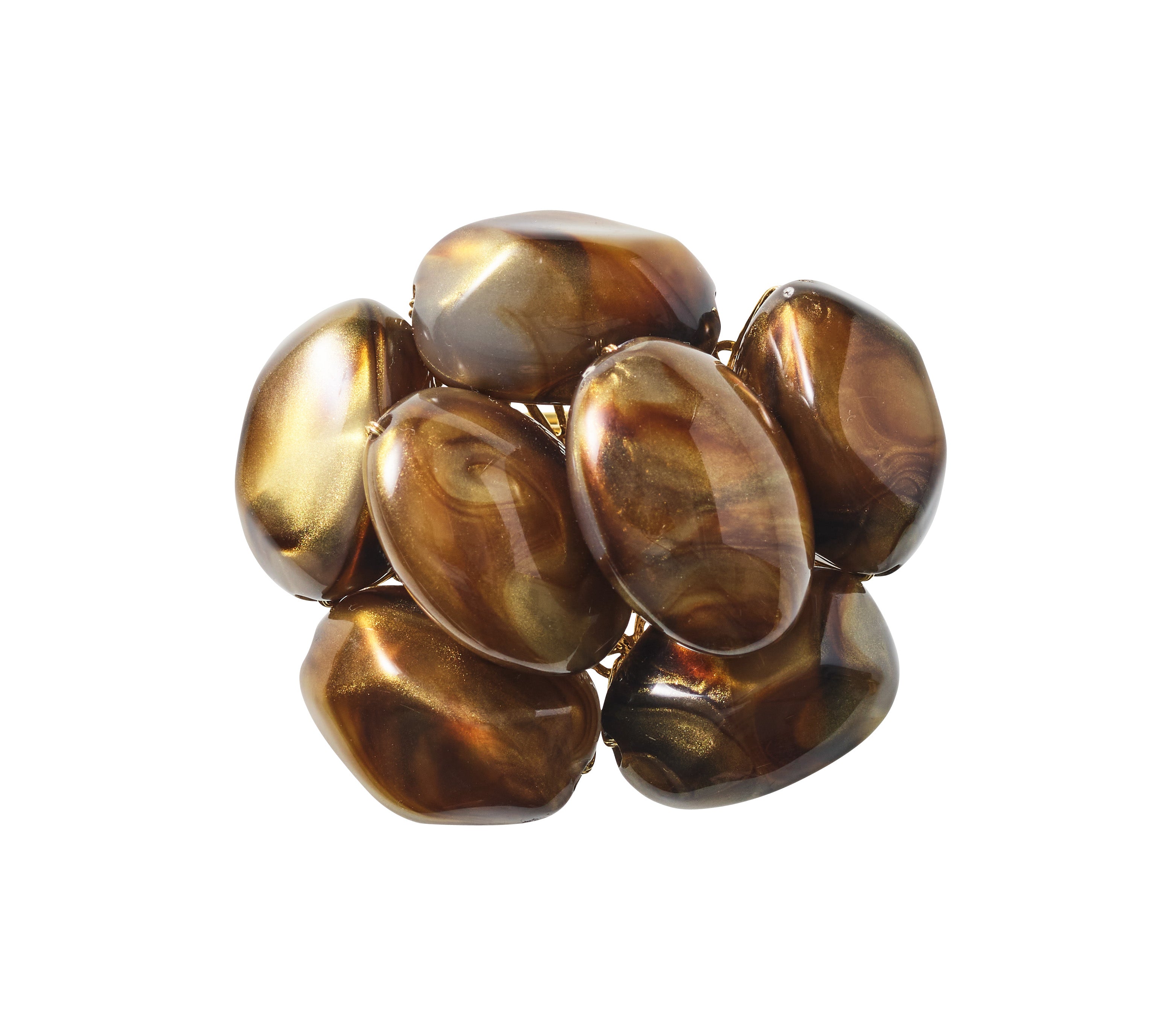 Bonton Napkin Ring in Brown & Gold, Set of 4