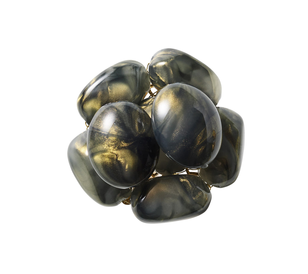 Bonton Napkin Ring in Gray & Gold, Set of 4