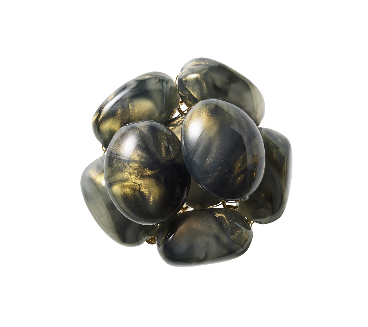 Bonton Napkin Ring in Gray & Gold, Set of 4