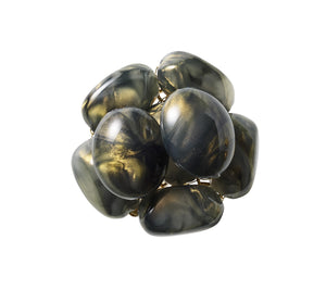 Bonton Napkin Ring in Gray & Gold, Set of 4