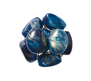 Bonton Napkin Ring in Navy & Gold, Set of 4