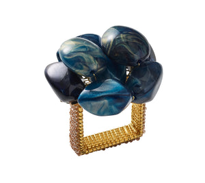 Bonton Napkin Ring in Navy & Gold, Set of 4