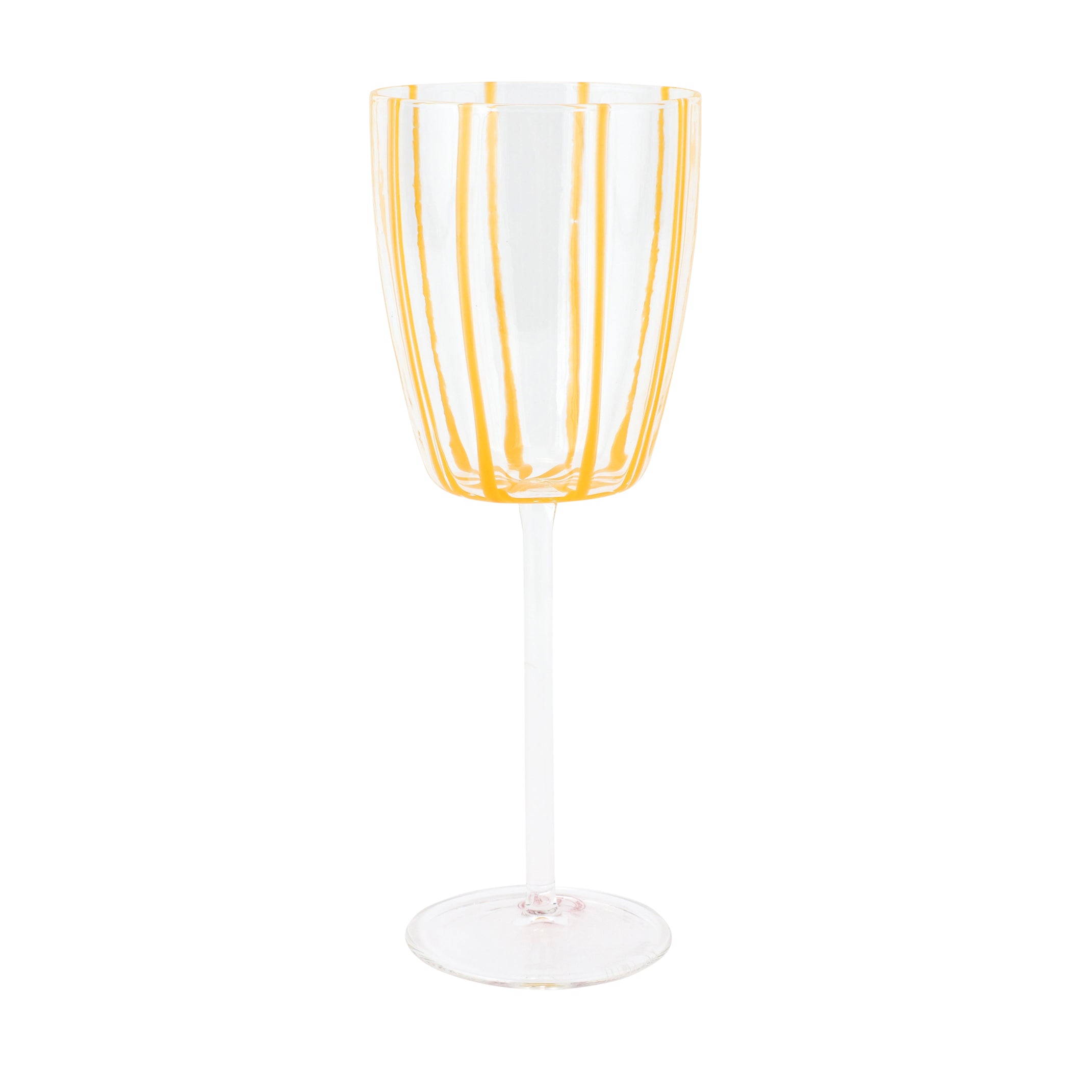 Nuovo Stripe Wine Glass in Yellow