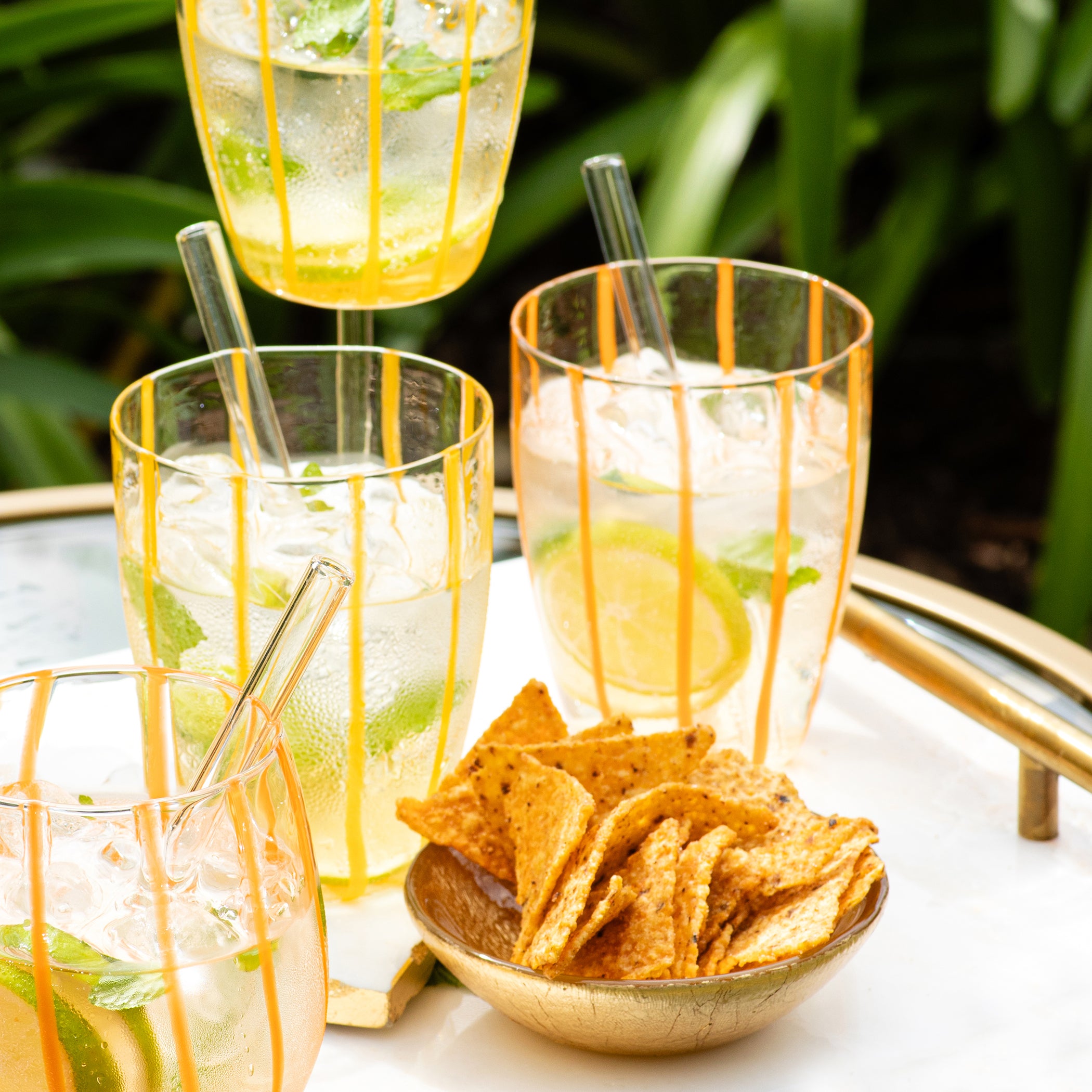 Nuovo Stripe Tall Tumbler in Yellow