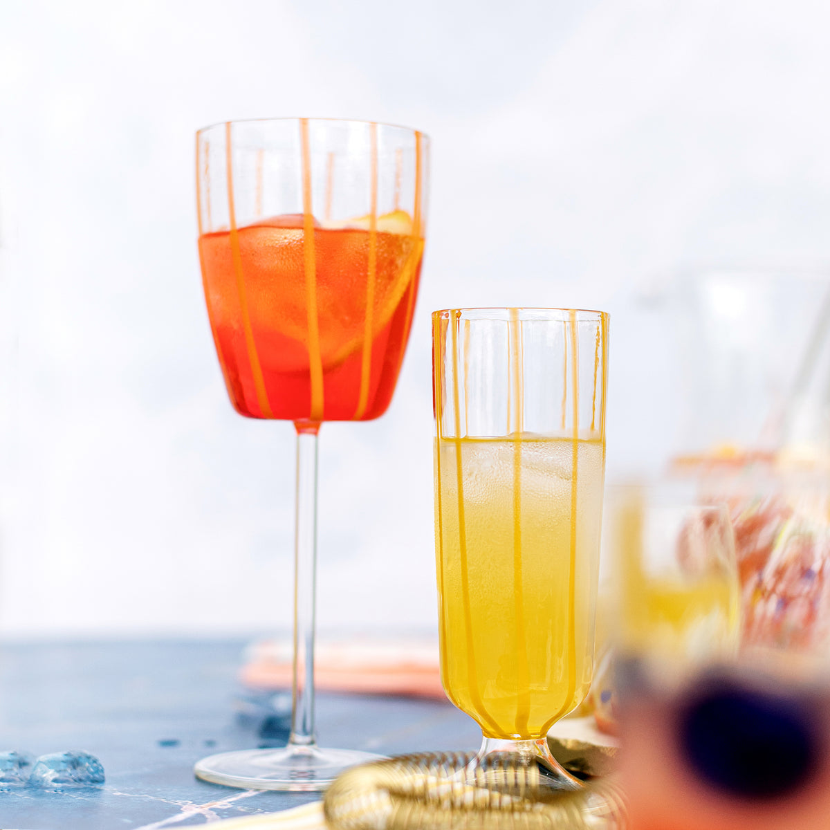 Nuovo Stripe Champagne Glass in Yellow