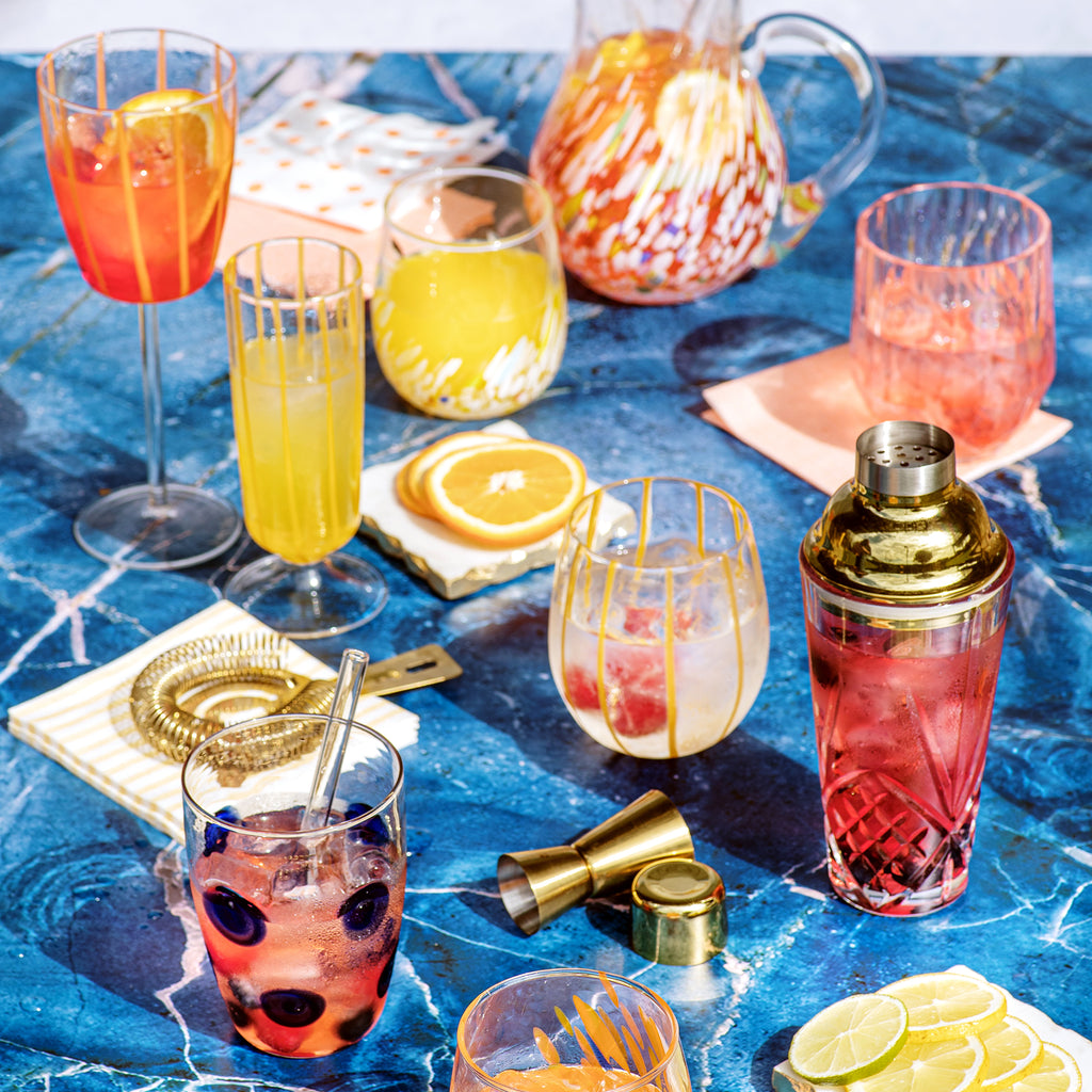 Nuovo Stripe Champagne Glass in Yellow