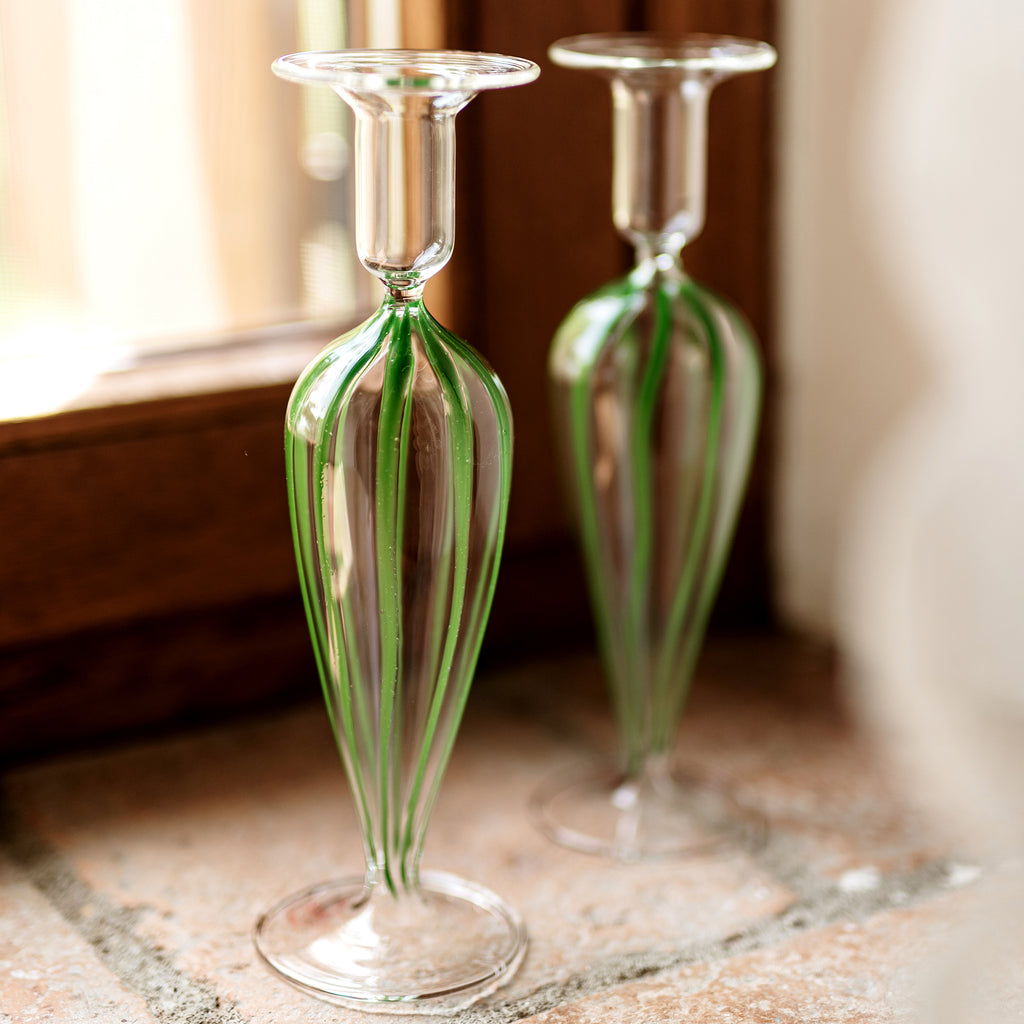 Nuovo Stripe Candlesticks, Set of 2