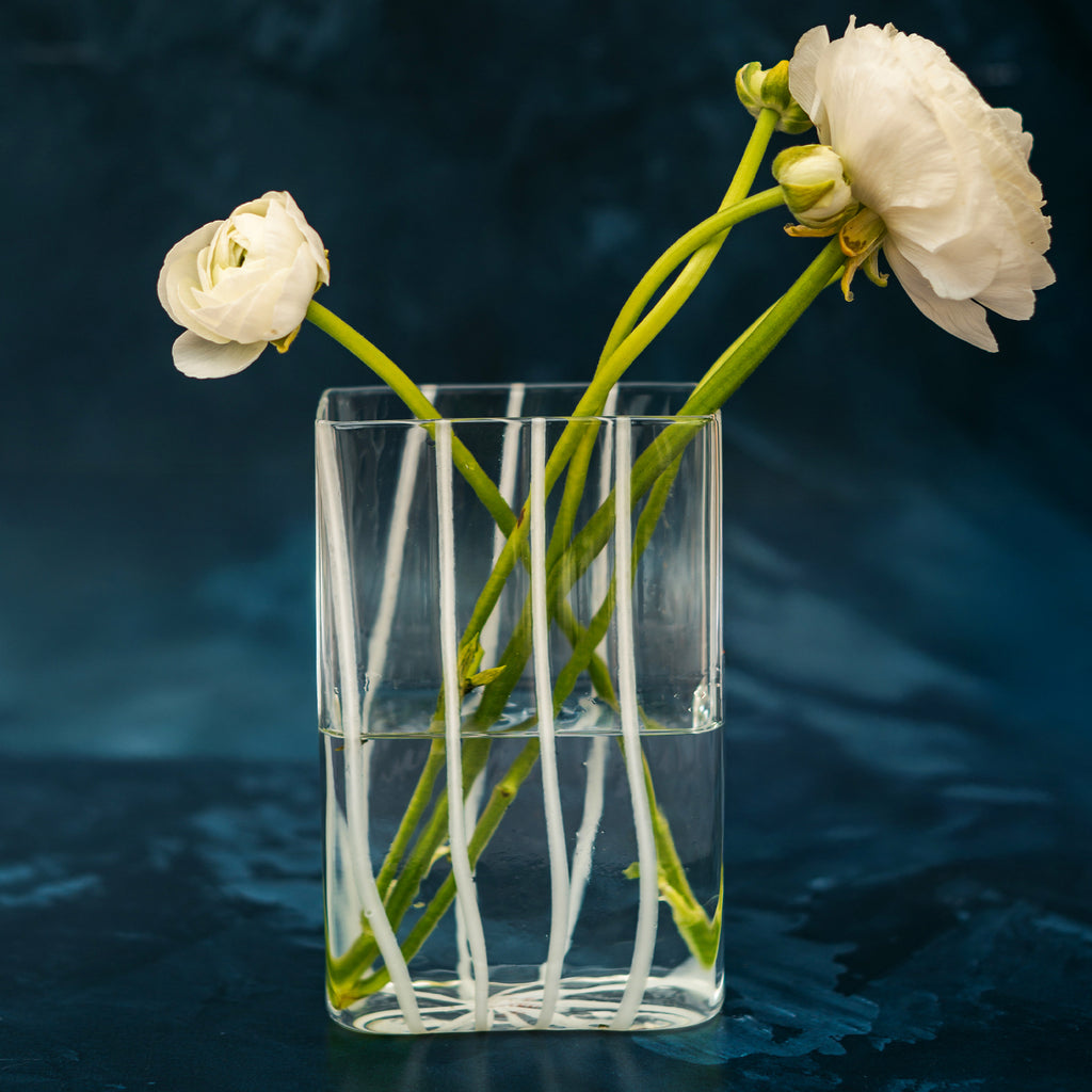 Nuovo Stripe White Rectangular Vase
