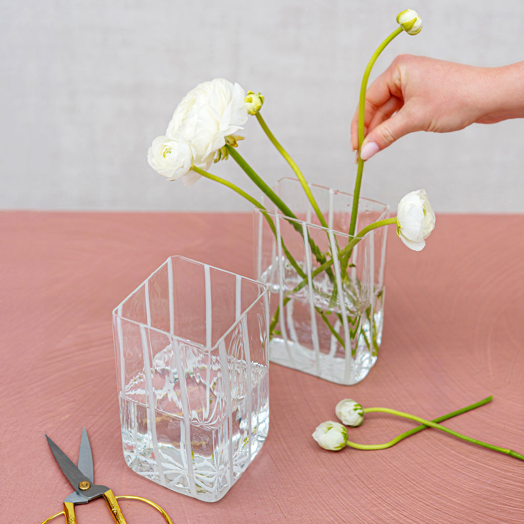 Nuovo Stripe White Rectangular Vase