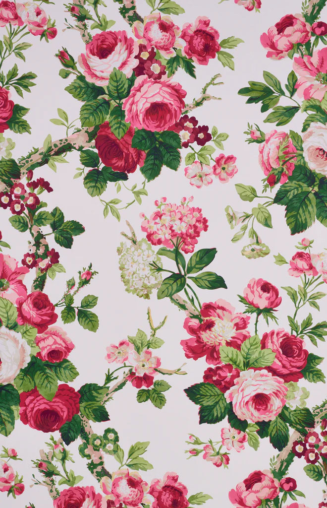 Nancy Floral Wallpaper in Rose