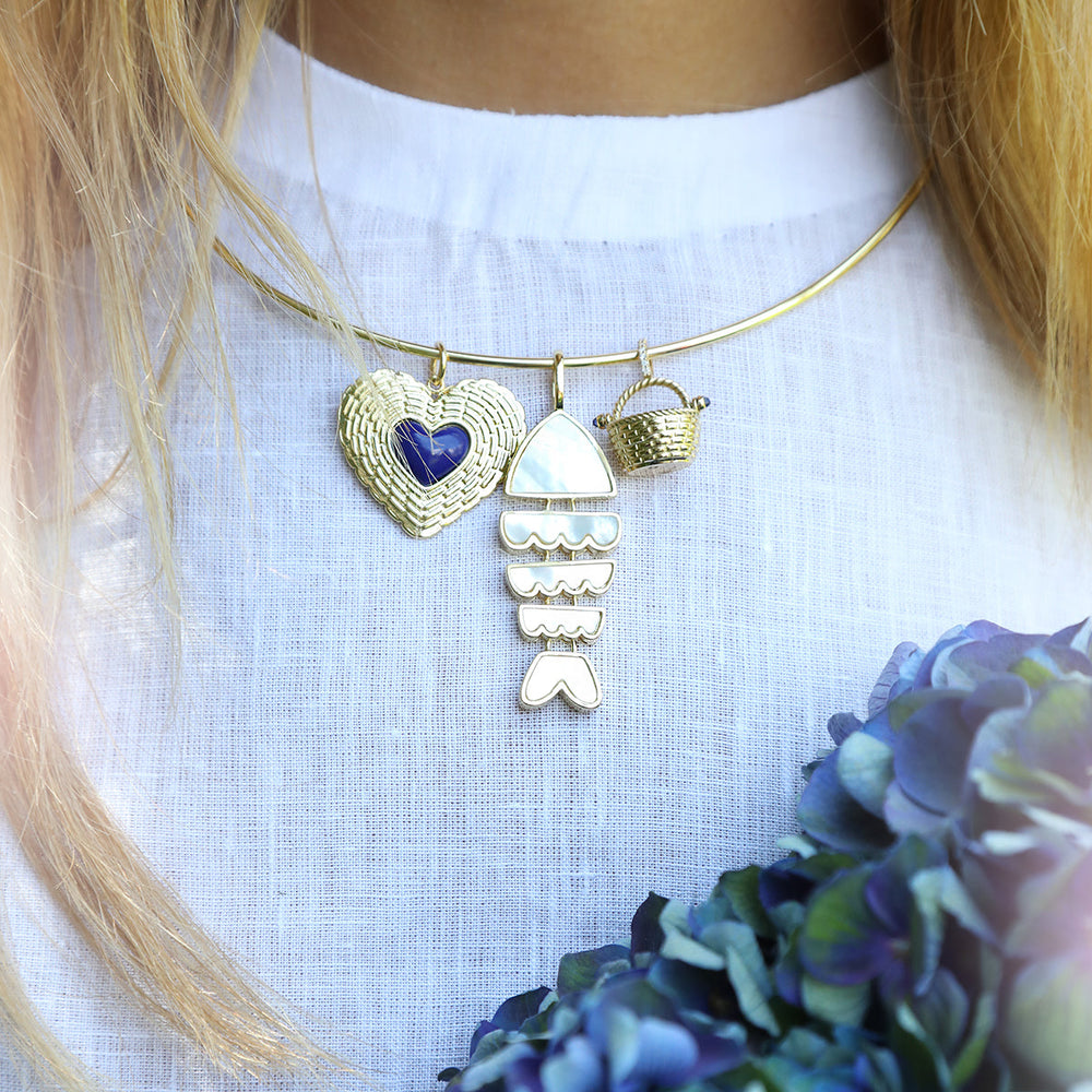 Bonito Fish Charm in Mother of Pearl