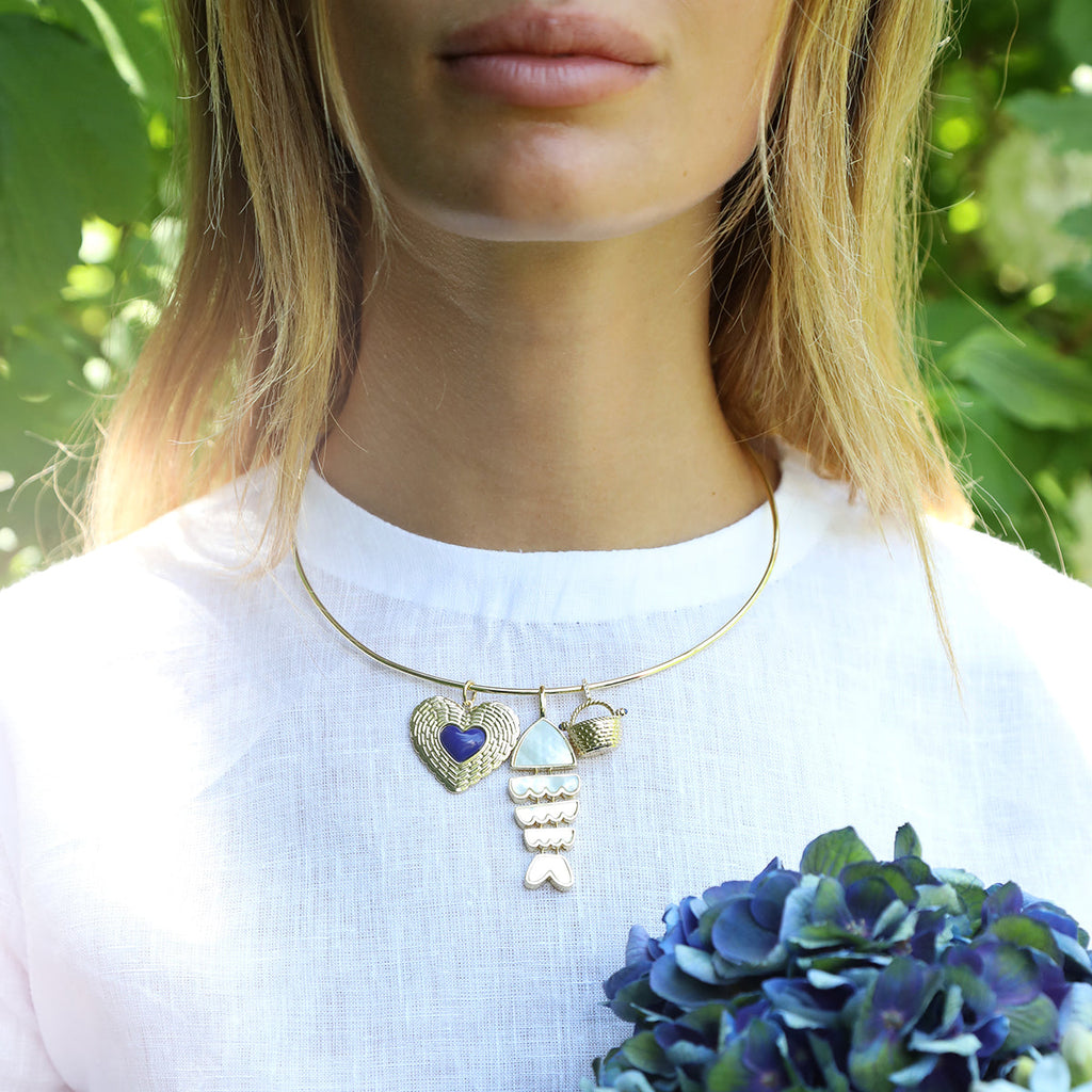 Bonito Fish Charm in Mother of Pearl