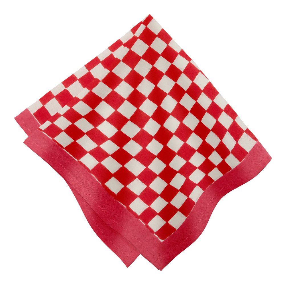 Gingham Check Red/Pink Napkins, Set of 4