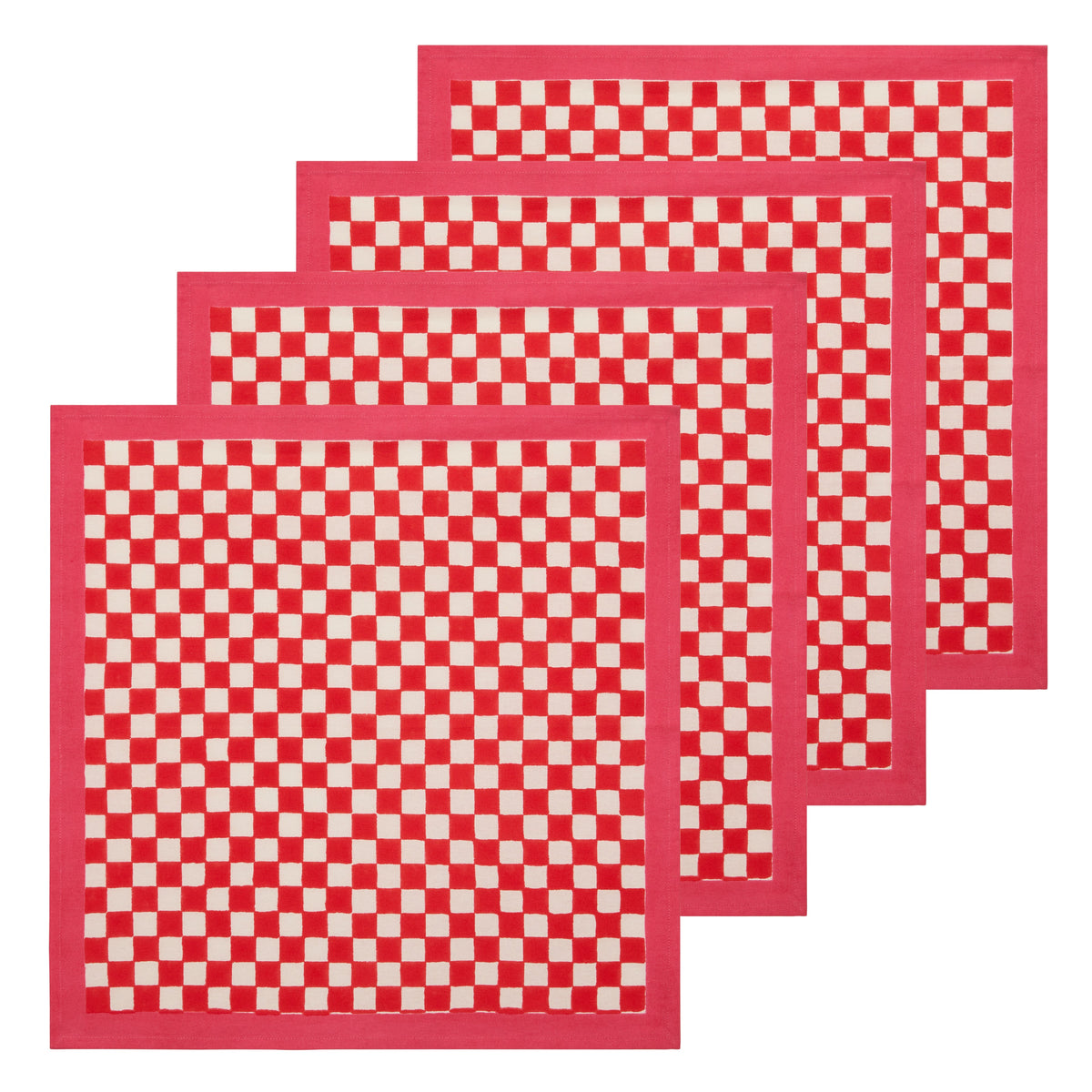 Gingham Check Red/Pink Napkins, Set of 4