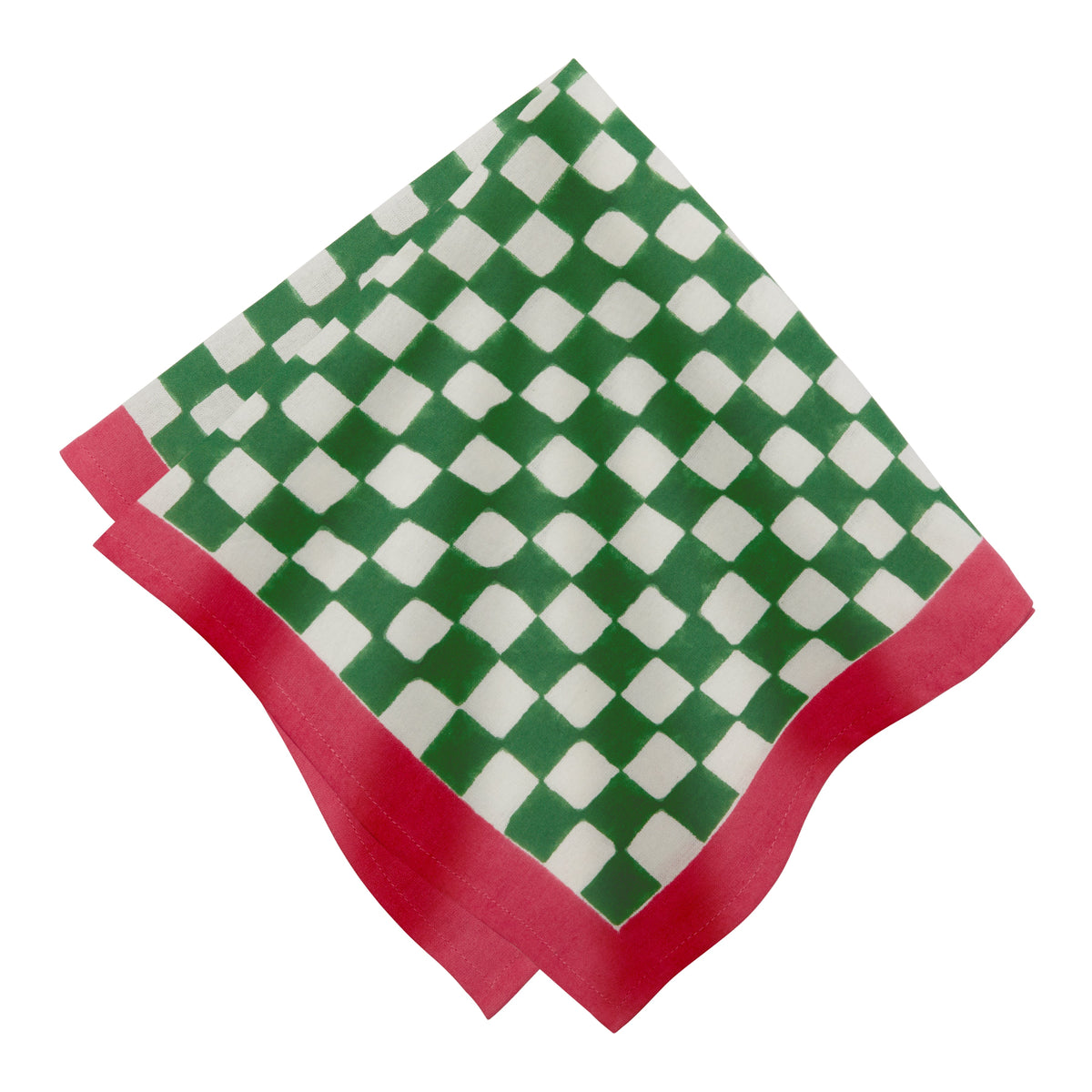 Gingham Check Green/Pink Napkins, Set of 4