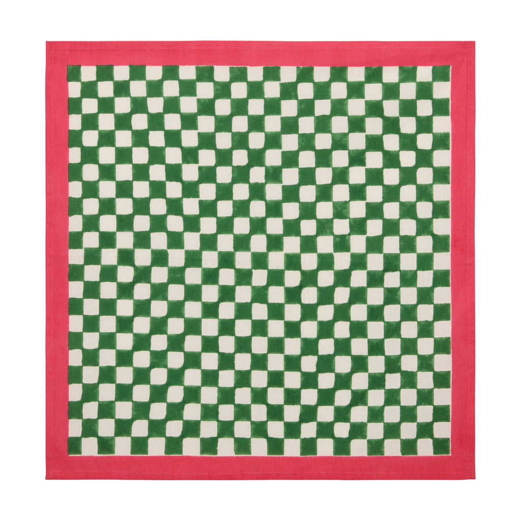 Gingham Check Green/Pink Napkins, Set of 4