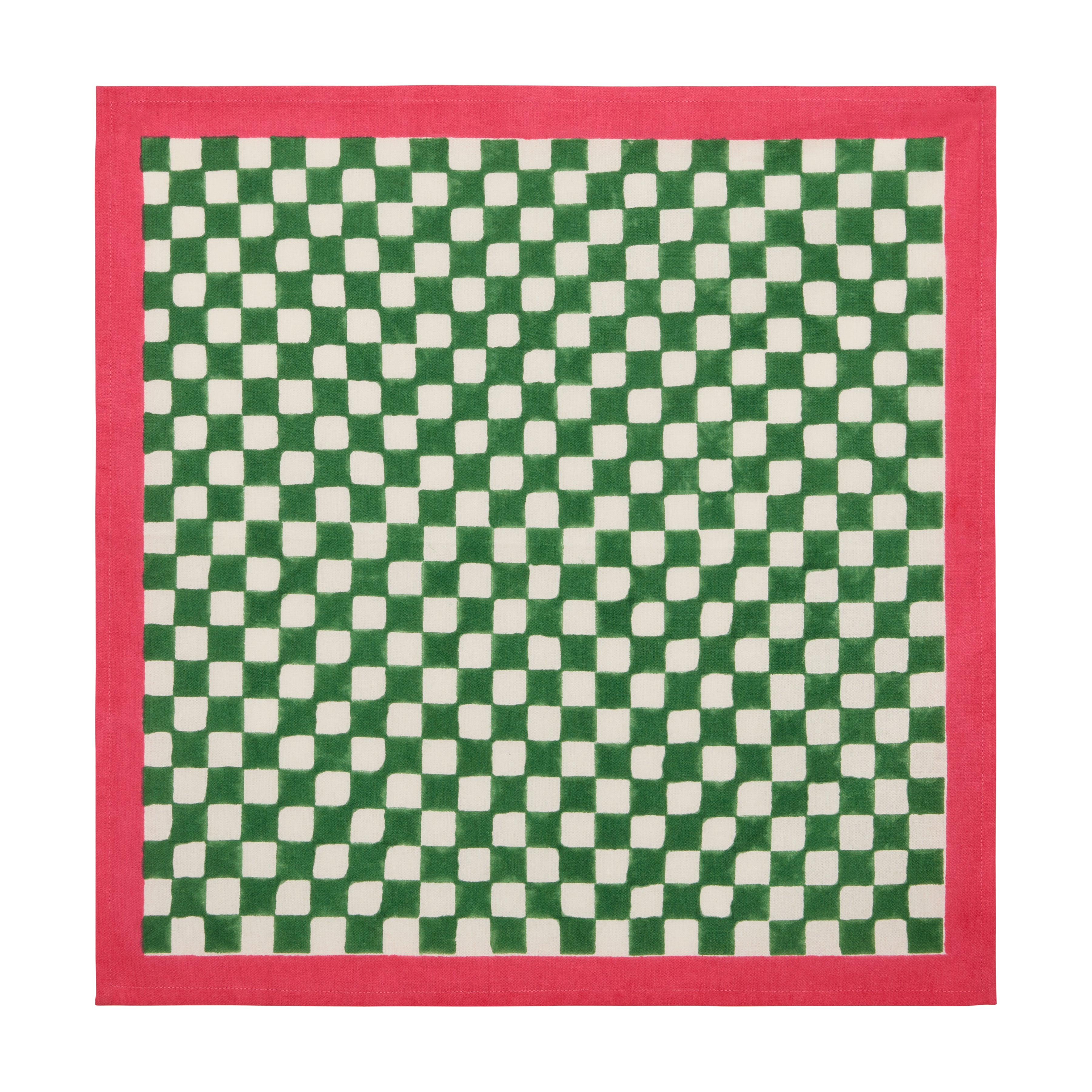 Gingham Check Green/Pink Napkins, Set of 4