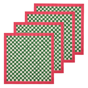 Gingham Check Green/Pink Napkins, Set of 4