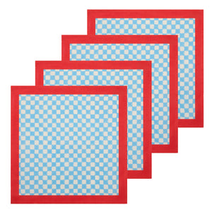 Gingham Check Blue/Red Napkins, Set of 4