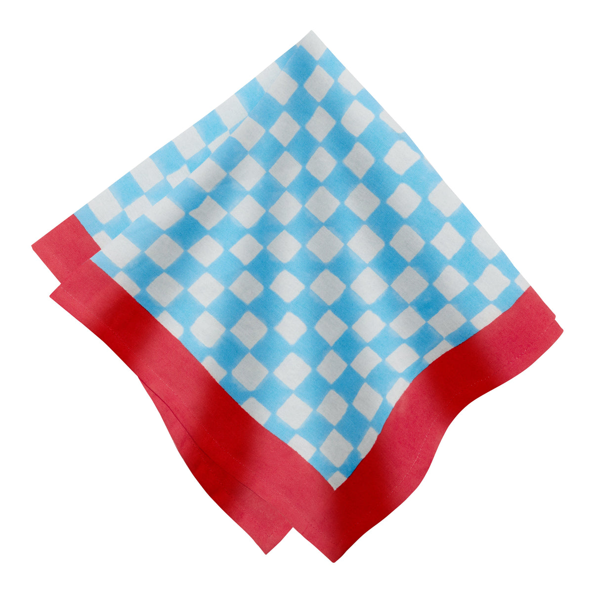Gingham Check Blue/Red Napkins, Set of 4