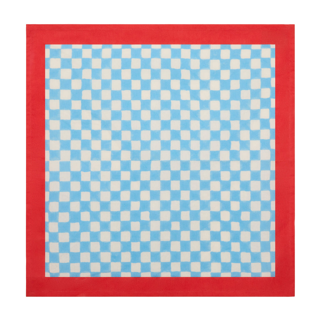 Gingham Check Blue/Red Napkins, Set of 4
