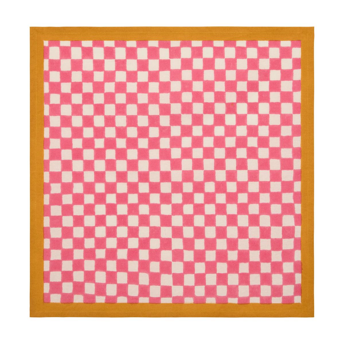 Gingham Check Pink/Mustard Napkins, Set of 4