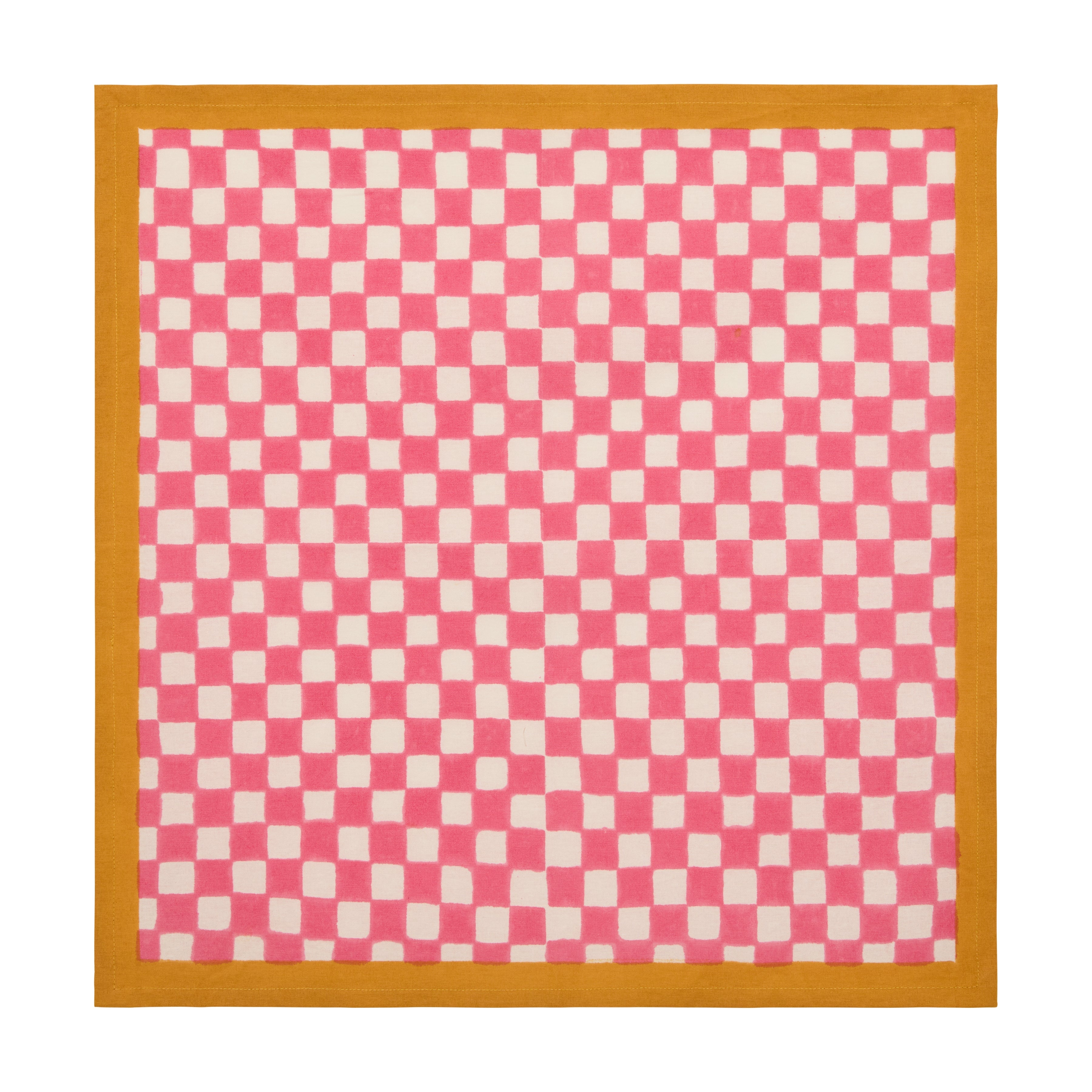 Gingham Check Pink/Mustard Napkins, Set of 4