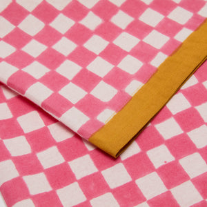 Gingham Check Pink/Mustard Napkins, Set of 4