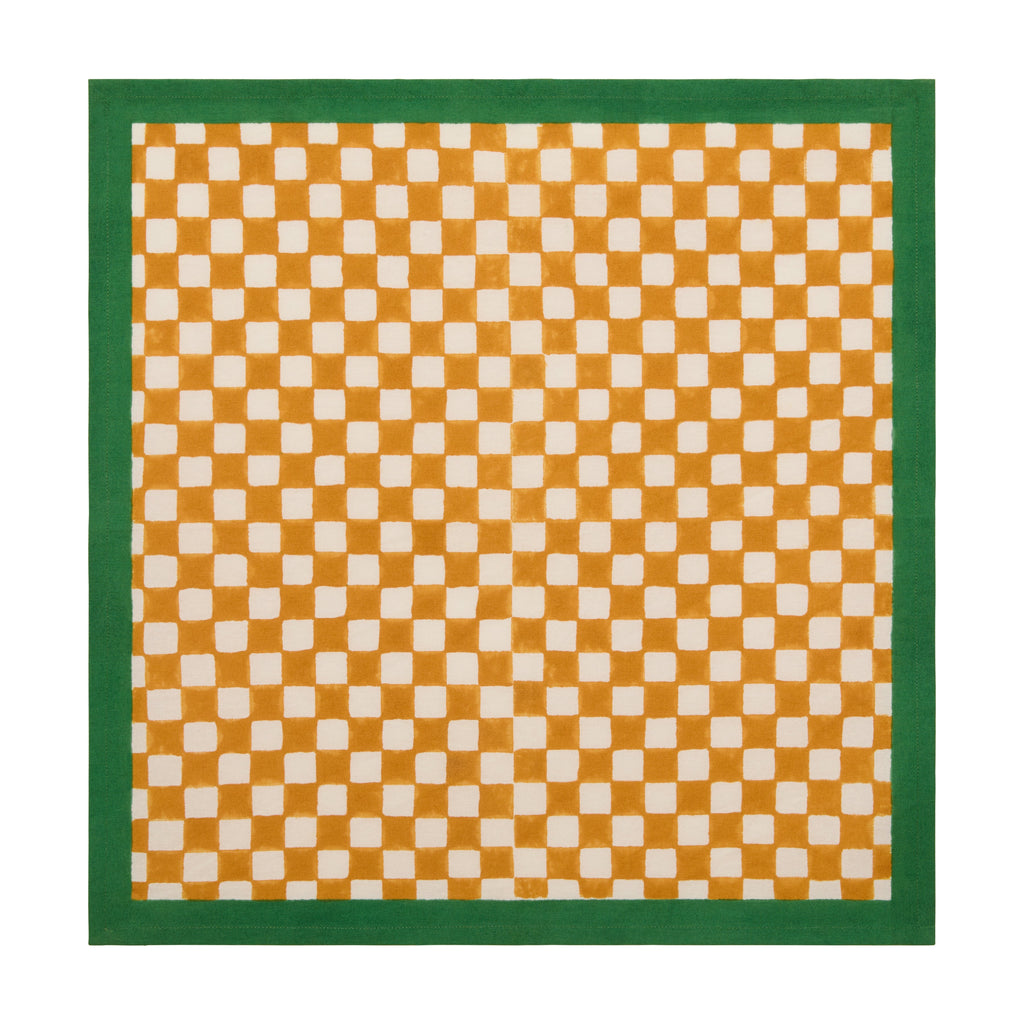 Gingham Check Mustard/Green Napkins, Set of 4