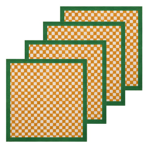 Gingham Check Mustard/Green Napkins, Set of 4