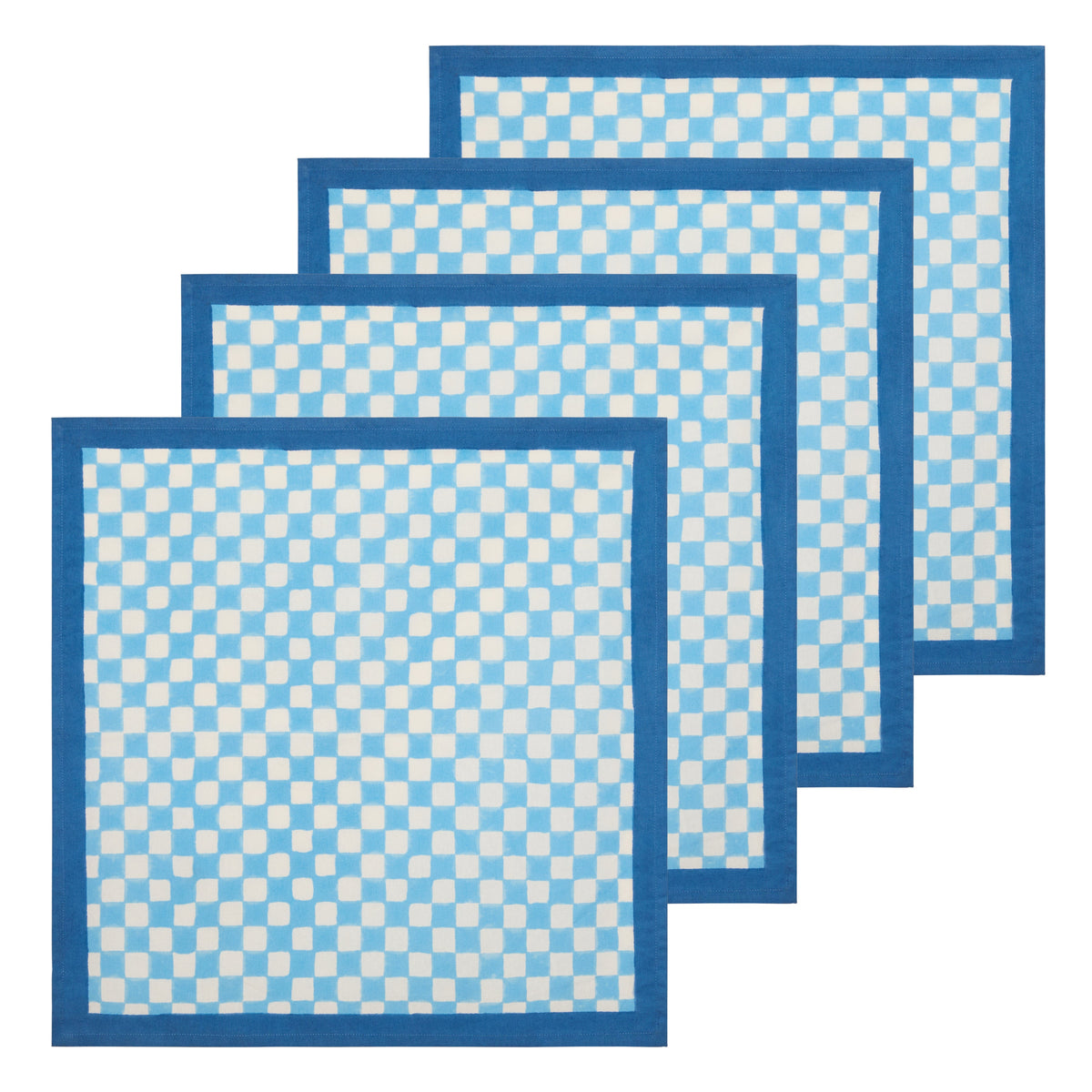 Gingham Check Blue/Blue Napkins, Set of 4