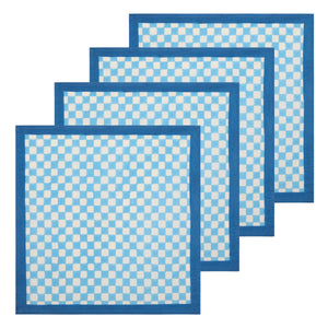 Gingham Check Blue/Blue Napkins, Set of 4