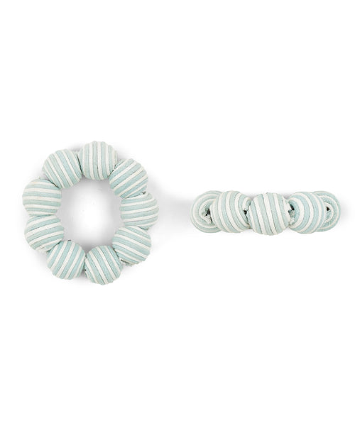 Striped Napkin Rings in Chalk Blue, Set of 4