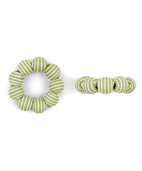 Striped Napkin Rings in Sage, Set of 4