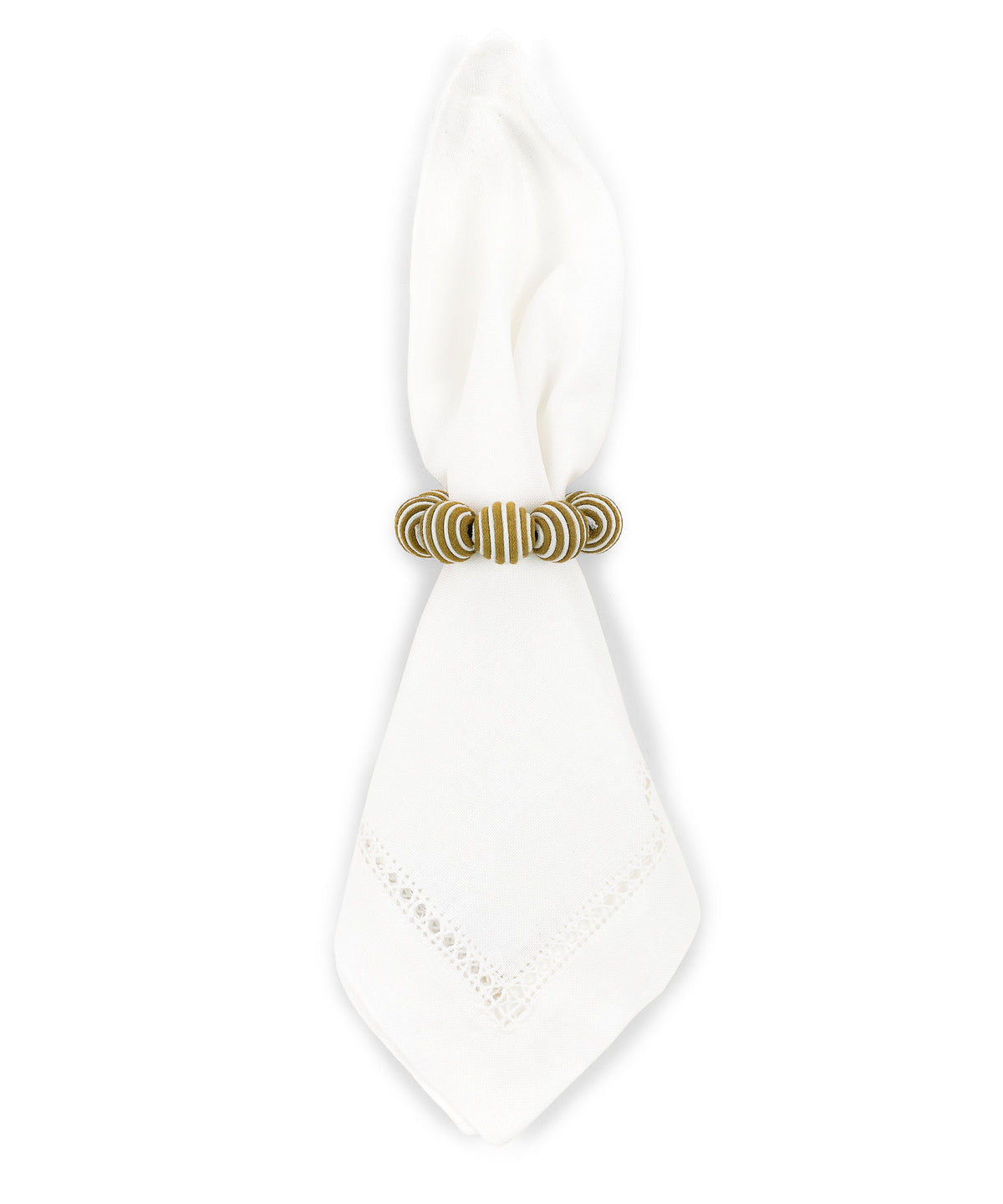 Rebecca Udall Set of 4 Striped Napkin Rings, Tobacco with Napkin